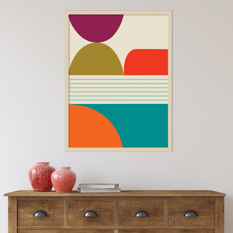 «Mid Century Modern Pattern 1» par Rachel Lee, reproduction d'art encadrée, Brun, H 21 po x l 17 po