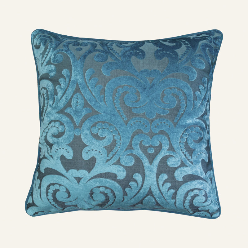 Atiyyah Liana Cut Square Velvet Pillow Cover & Insert, Turquish