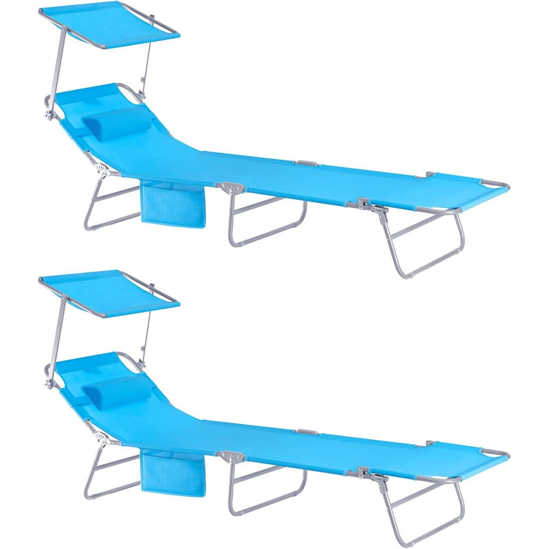 Elmhurst 195cm Long Reclining Chaise Lounge Set with Cushions, Blue