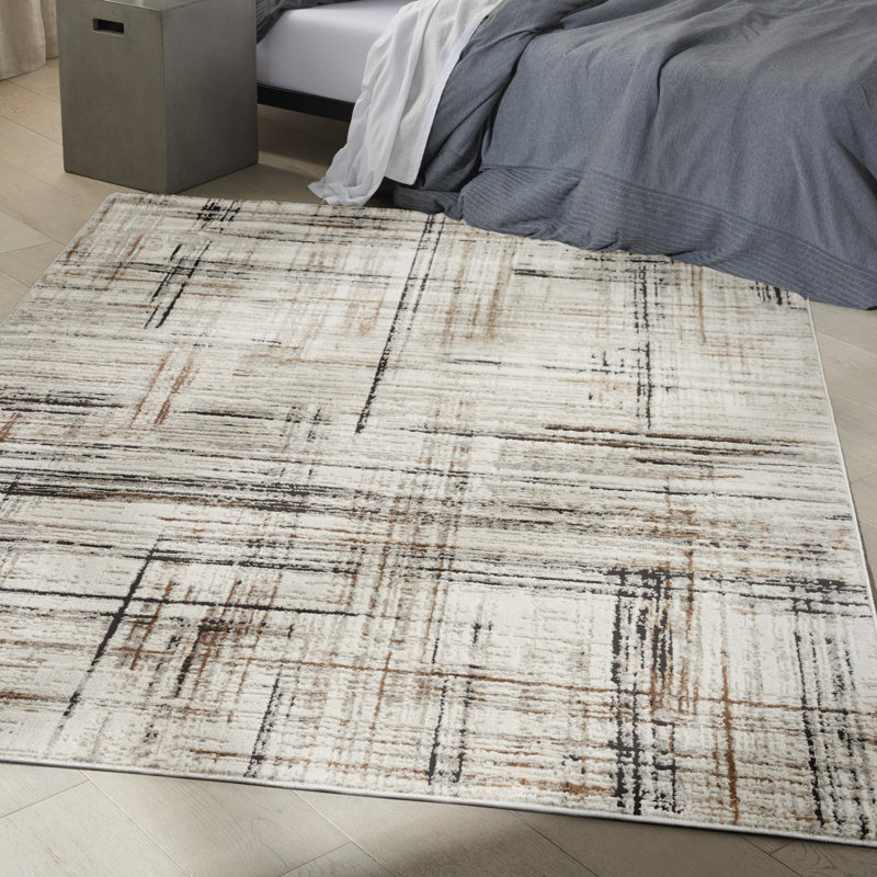 Tapis moderne ivoire Calvin Klein, Rectangle 7 pi 10 po x 9 pi 10 po