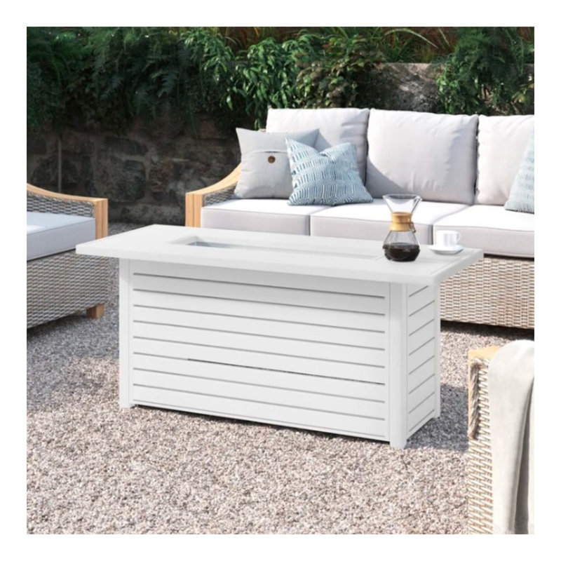 Table de foyer d'extérieur en acier au propane / gaz naturel avec couvercle, H 25 po x l 54 po x P 22 po, Noir