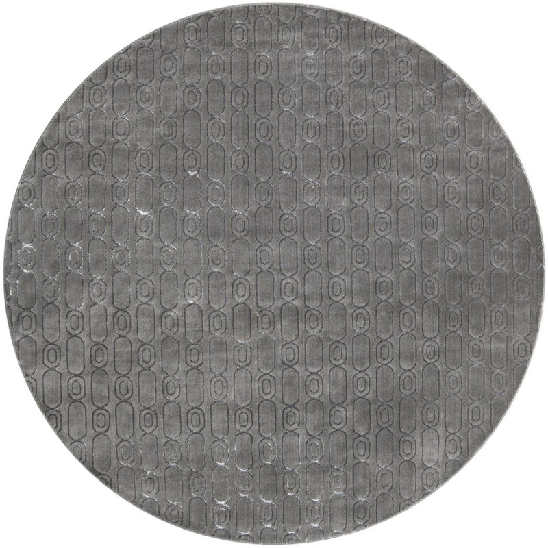 Tapis contemporain gris et argenté Vincente, Rond 10pi