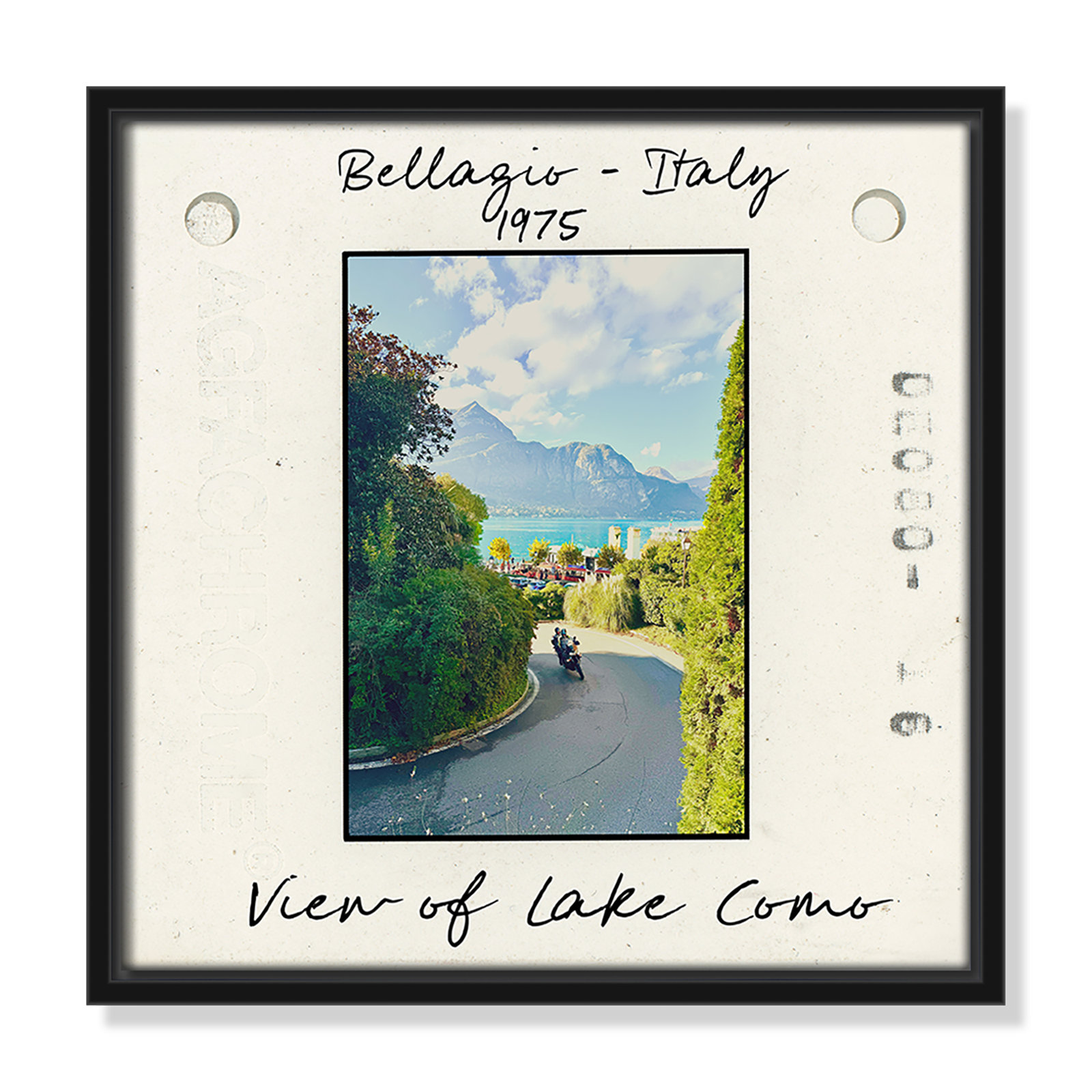 Belaggio, Italy - View of Lake Como Print by Susan Jill, 13.5" H x 13.5" W x 2" D, Black Floater Framed Canvas