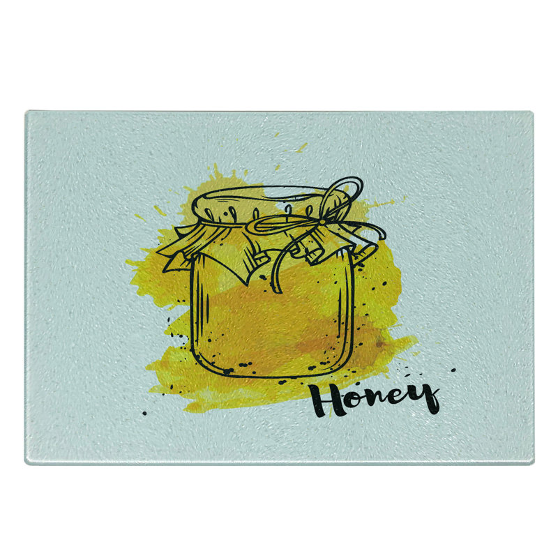 Planche à découper en verre trempé jaune vintage Ambesonne