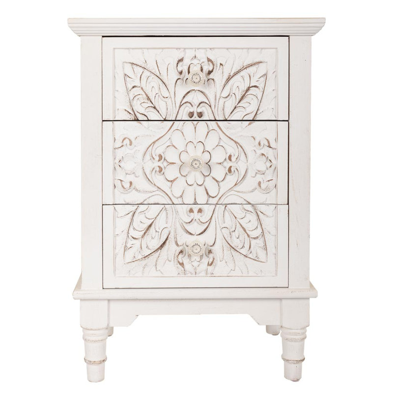 Alleta 46cm W Bedside Table, Antique White