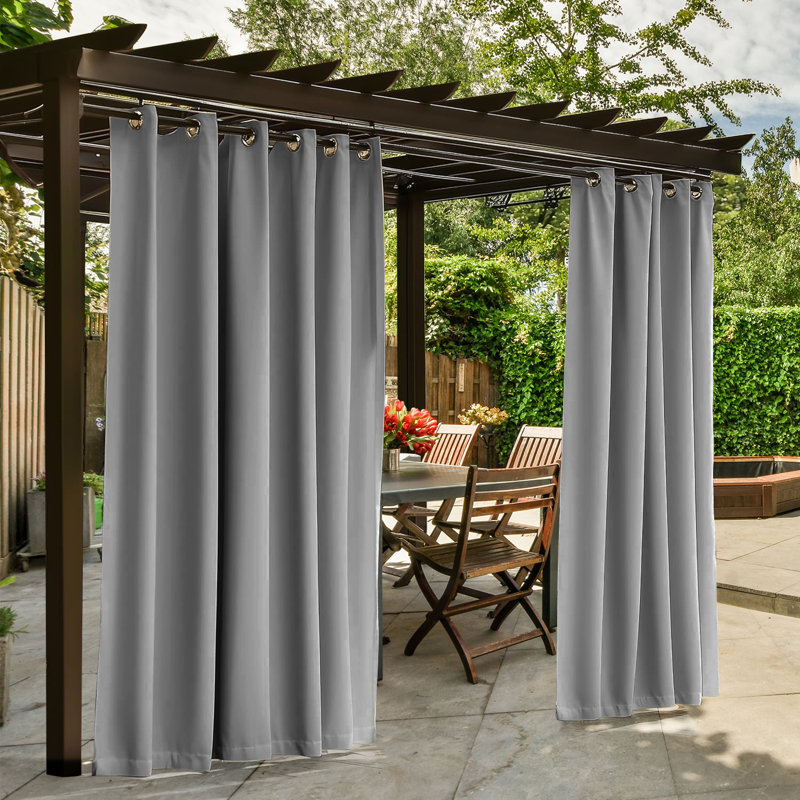 Outdoor Patio Curtains Waterproof - Darkening Thermal Insulated Curtains For Porch, Pergola, Cabana - Sunproof Blackout Drapes With Rust Proof Grommets, Set Of 2 Panels,Dark Grey