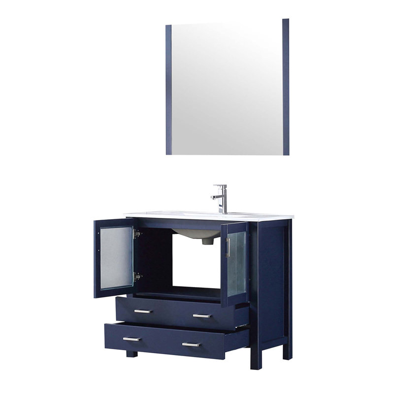 Dessus de meuble-lavabo en céramique, ensemble de robinet et miroir, Noir, noir, noir, noir