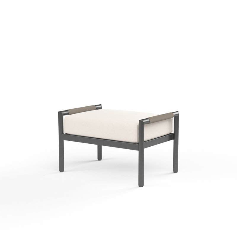 Repose-pieds d'extérieur avec coussin Sunbrella Esme, Sunbrella® Echo Ash