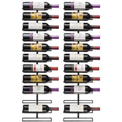  Sorbus Modern Black Wall Mount Wine Rack, 12-Bottle Holder - 2 Pack