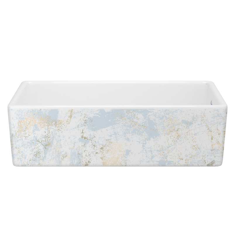 Shaker­­™ 36" Single Bowl Apron Front Fireclay Kitchen Sink, Patina Bue/Gold