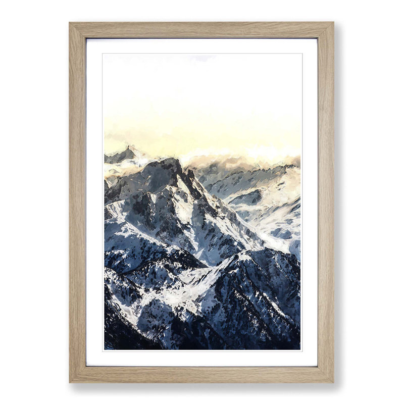 Mountains in France - Picture Frame Graphic Art Print, Oak Framed, 65cm H x 48cm W x 2cm D
