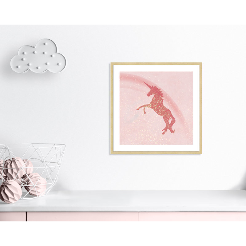 Paillettes licorne 2, H 27,5 po x l 27,5 po x P 1,19 po, Cadre boîte champagne