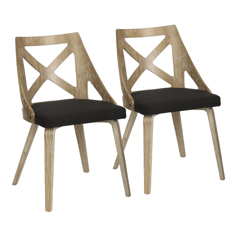 Raimonda 18.25'' H Fabric Upholstered Side Chair, Charcoal, Whitewashed