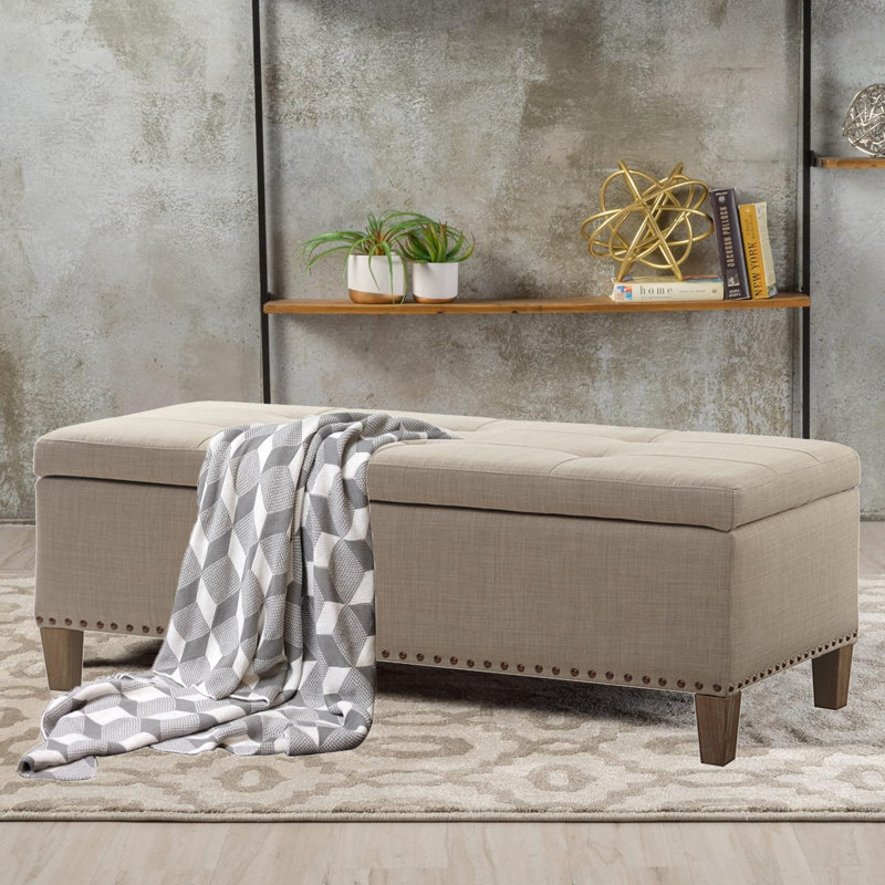 Banc de rangement à couvercle rabattable Elmdale, Gris clair