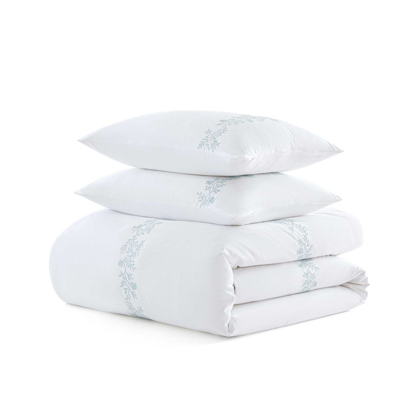 Ensemble de housse de couette en coton Martha Stewart, Édredon pour très grand lit + 2 taies décorativ