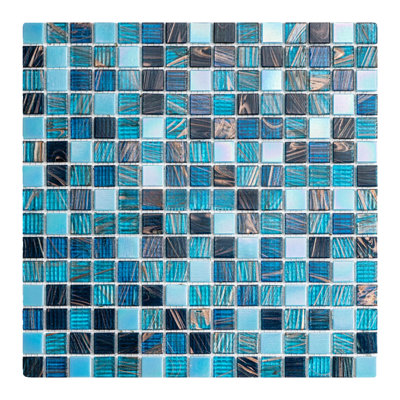 Iridescent Cobalt Blue Glass Mosaic Tiles, 12.9" Sheets (10-pack), Waterproof Mesh-mounted For Swimming Pool & Shower Floor, Grout Required (not Peel And Stick), 4mm Dark Blue