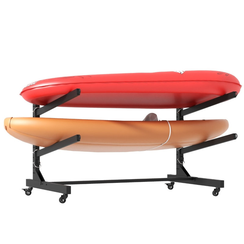 Support de rangement autoportant pour 2 kayaks - Support réglable robuste avec roulettes verrouillables pour kayak, canot, SUP et planche de surf