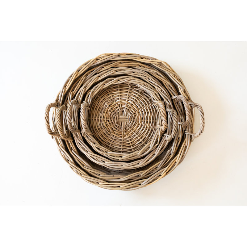 Plateau rond en rotin