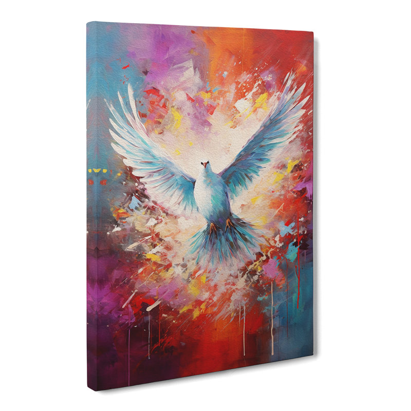 Dove Bird Action Painting - Wrapped Canvas, 50cm H x 35cm W x 3cm D