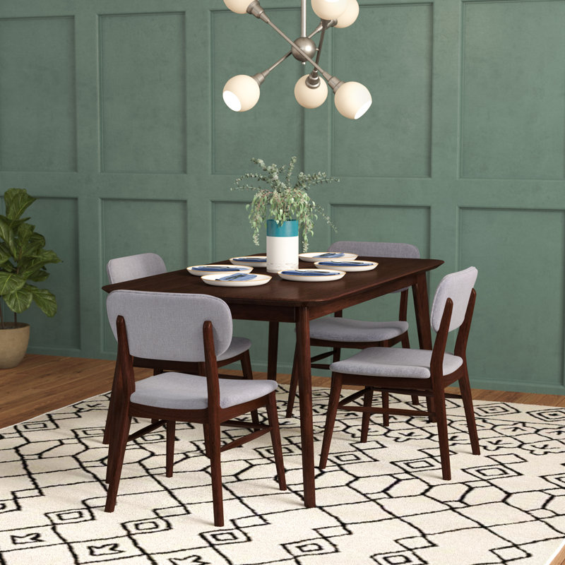 Drumadried 4 - Person Four Leg Dining Set, Light Gray/Brown