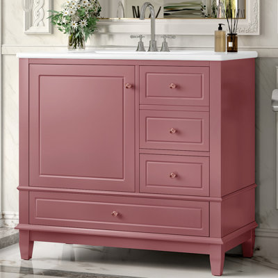 36" Modern Bathroom Vanity With Ceramic Top