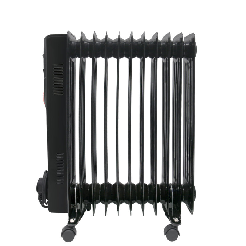 Brecken Oil Filled Radiator 11 Fin 2500W Portable Electric Heater with 24H Timer, Black
