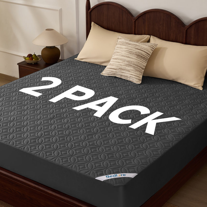 BEDLORE® (Pack of 2) Waterproof Noiseless Mattress Protector, Hypoallergenic Quilted Washable Mattress Cover, Breathable Mattress Pad With 6-18'' Deep Pocket