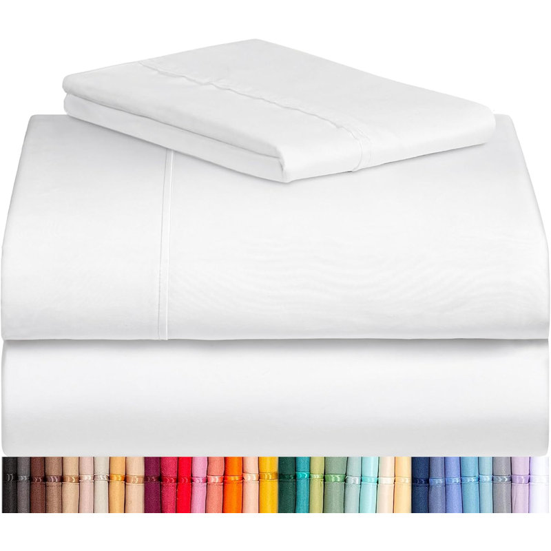 Luxclub 3 PC White Striped Twin Silky Soft Cooling Extra Deep Pocket Performance Sheet Set, Twin Sheet Set with 1 Pillowcase