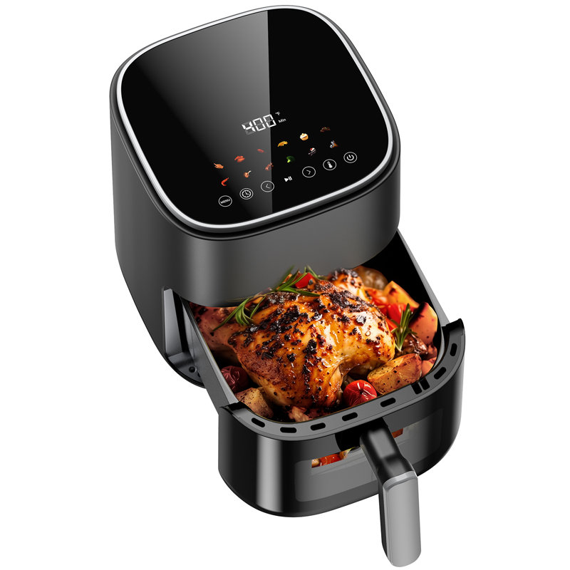 Friteuse à air visible de 5,5 pintes, friteuse à écran tactile numérique 1500 W avec 12 préréglages de cuisson, panier antiadhésif