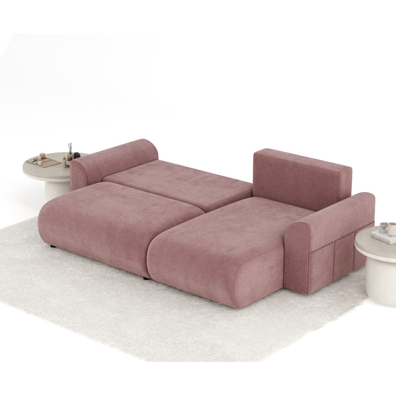 4 Seater Velvet Sofa Bed, Pink