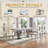 70"Faux Marble Dining Table,Rectangular Kitchen Table With Diamond-Shape Stainless Steel Legs For Kitchen, Living Room-257640911-257640910-247288513