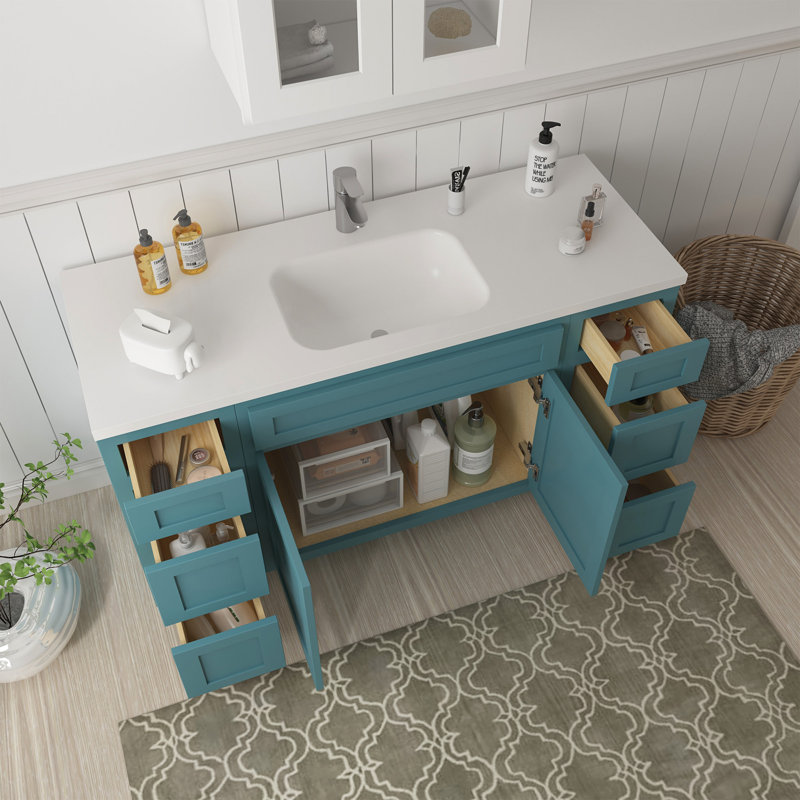 Base de meuble-lavabo simple 63 po seulement, Bleu sarcelle