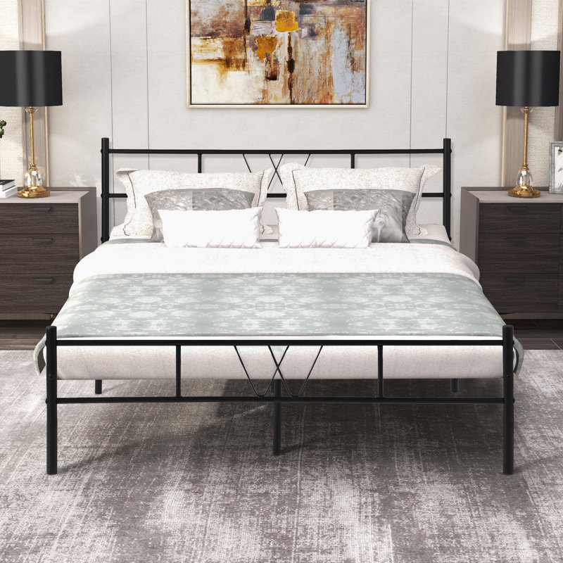 Curtisa Metal Platform Bed Frame with Headboard and Footboard No Boxspring Needed, Full