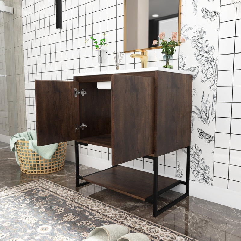 Ensemble de meuble-lavabo simple 30 po avec plateau en résine Rezarta