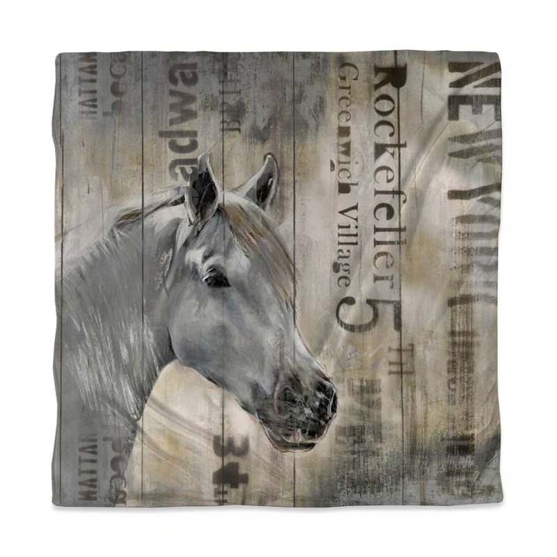 Housse de couette cheval rustique blanc