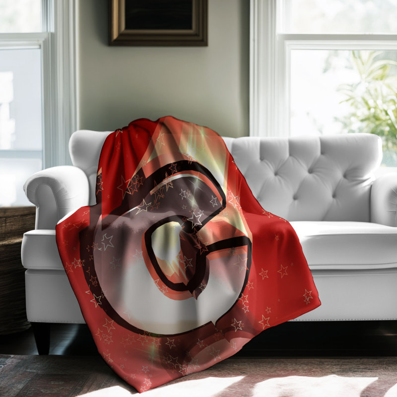 Motif Groovy - 1 pièce Sherpa Premium, Lit simple, Rouge / noir