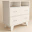 Commode de style blanc Portanova, équipée de deux tiroirs de rangement, de deux tablettes ouvertes, d'un plateau supérieur de qualité supérieure et de quatre pieds de support stables, de meubles de rangement pour la chambre à coucher