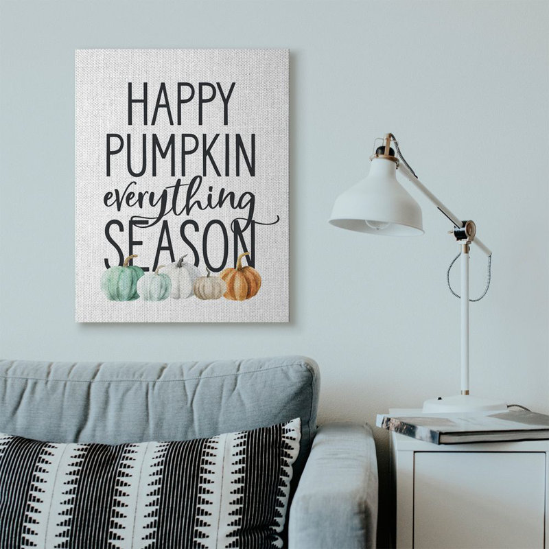 «Happy Pumpkin Everything», reproduction d'art textuel, H 40 po x l 30 po, Toile tendue