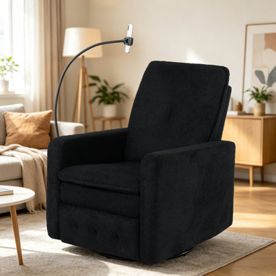 Fauteuil-lit convertible en tissu lin et coton de 90,4 cm (35,6 po) avec dossier réglable sur 3 niveaux, design gigogne et 1 oreiller pour le salon (gris pâle)