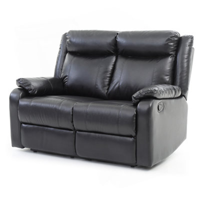 Sleek Black Contemporary Love Seat