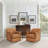 Whitlock Leather Match Swivel Barrel Chair -81102542