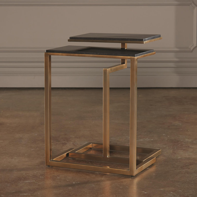 Marble Nesting End Table, Brass