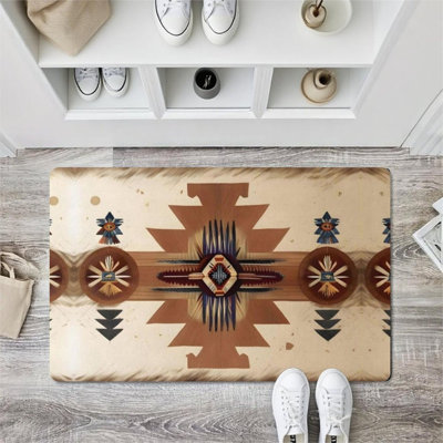 Tapis de sol tribal aztèque, pour salon et cabine, 24 po x 36 po, brun, bleu, beige