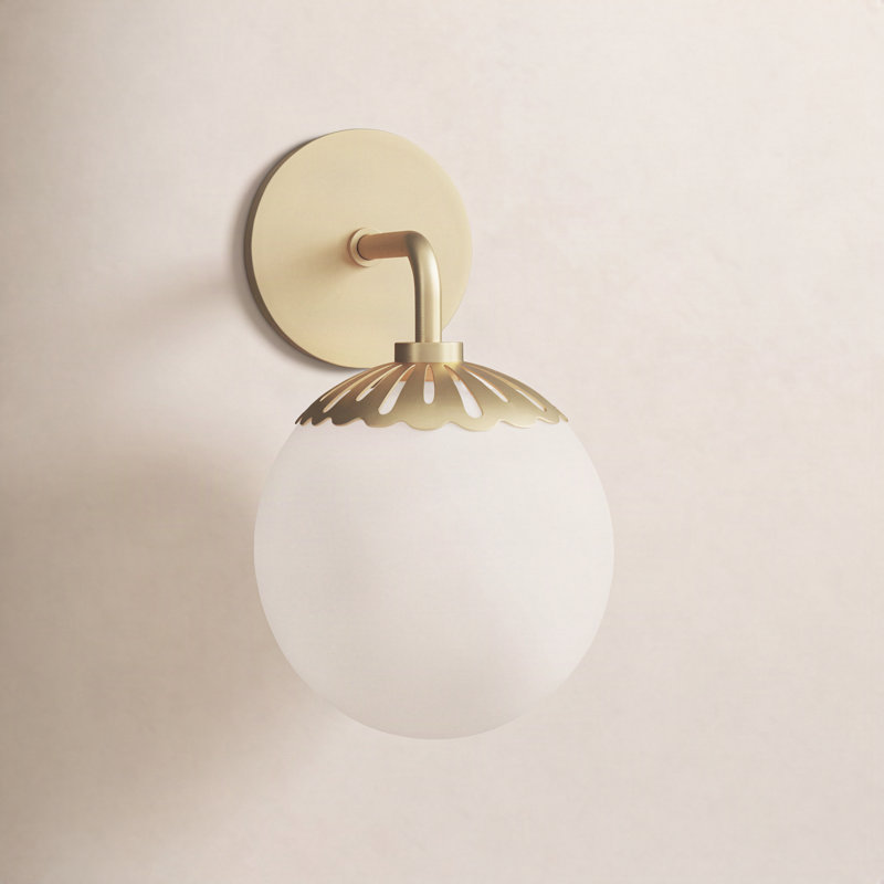 Deniaud Bath Sconce, Aged Brass, Opal Matte