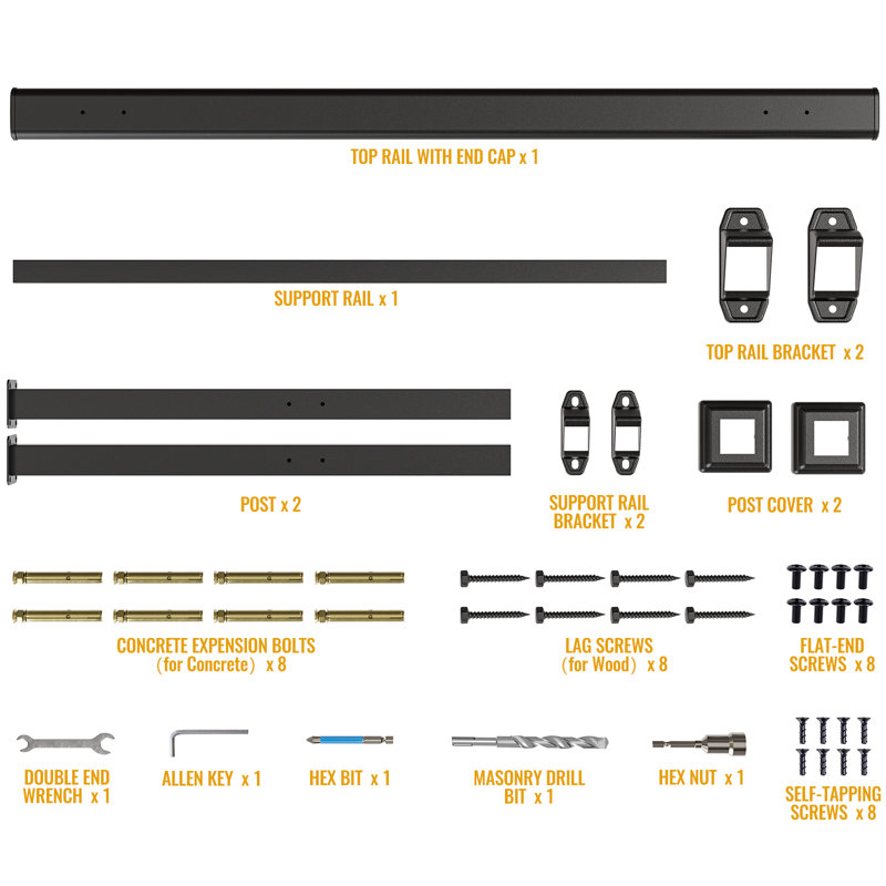 Vista Railing Systems Inc 36 in. H x 2 in. W Black Aluminum Level Rail End Post for Railing Kit