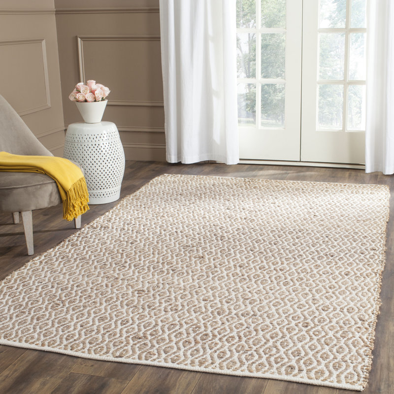 Tapis en jute / coton tissé à la main Arria, Rectangle 6 pi x 9 pi
