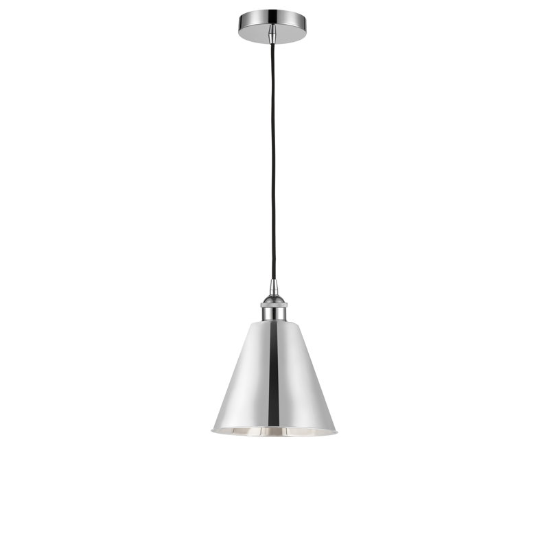 Luminaire suspendu conique 1 lumière, Chrome poli, Chrome poli, H 14,75 po x l 12 po x P 12 po