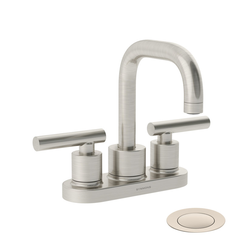 Dia 4 in. Centerset Two-Handle Bathroom Faucet with Push Pop Drain, Satin Nickel