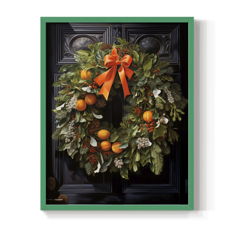 «Christmas Holiday Art» DCLIX, reproduction encadrée - bois massif, Vert, H 15 po x l 12 po