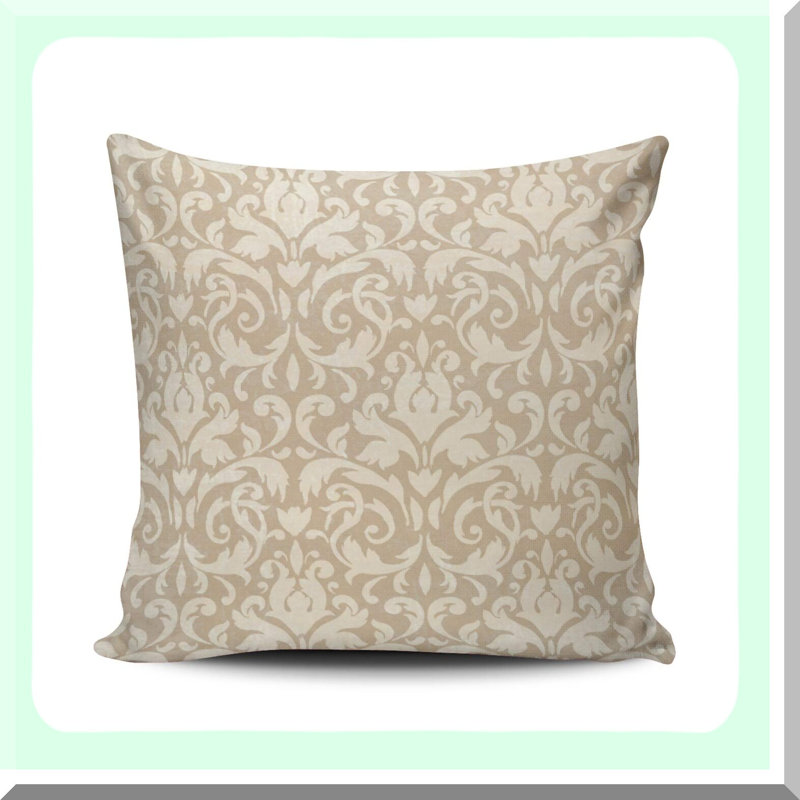 Damask Decorative Pillowcase - Square Cushion Cover - Double Sided Design - Printed Throw Pillow Case